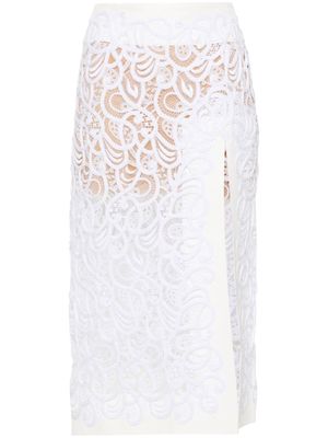 Ermanno Scervino side-slit corded-lace skirt - White