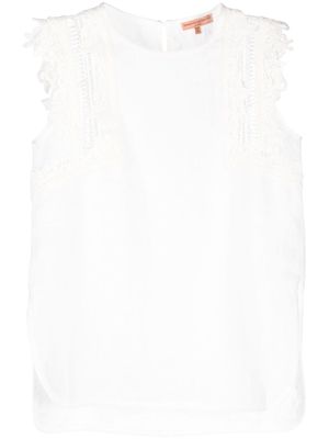 Ermanno Scervino sleeveless linen blouse - White