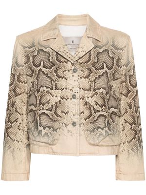 Ermanno Scervino snakeskin-print denim jacket - Neutrals