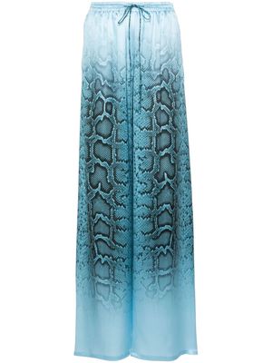 Ermanno Scervino snakeskin-print silk trousers - Blue