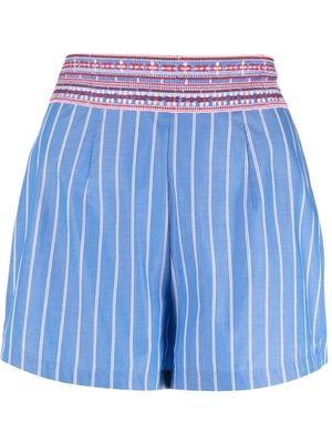 Ermanno Scervino stripe-print embroidered shorts - Blue
