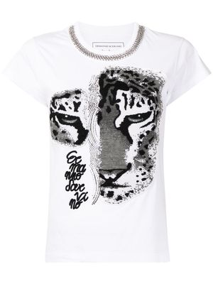 Ermanno Scervino tiger-print chain-detail T-shirt - White