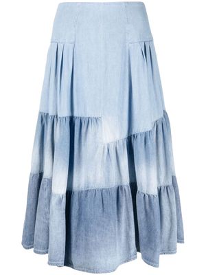 Ermanno Scervino two-tone tiered midi-skirt - Blue