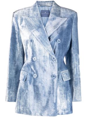 Ermanno Scervino washed-effect double-breasted blazer - Blue