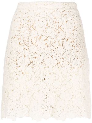 Ermanno Scervino woven floral mini skirt - Neutrals