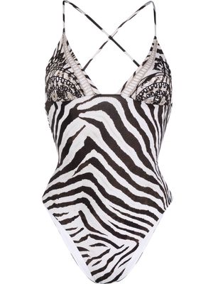 Ermanno Scervino zebra-print swimsuit - Brown
