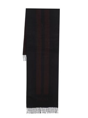 Ermenegildo Zegna logo-print silk scarf - Black