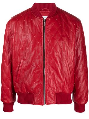 Ernest W. Baker diamond-pattern leather bomber jacket - Red