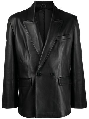 Ernest W. Baker double-breasted leather blazer - Black