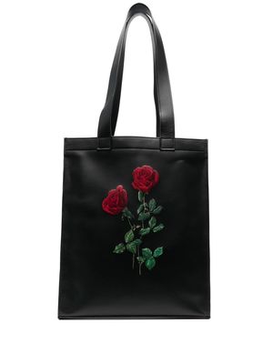 Ernest W. Baker floral-print leather tote bag - Black