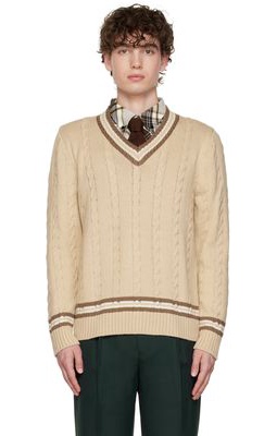 Ernest W. Baker SSENSE Exclusive Beige Cable Knit Sweater