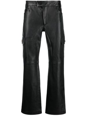 Ernest W. Baker straight-leg leather cargo trousers - Black