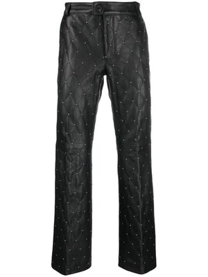Ernest W. Baker studded quilted leather trousers - Black