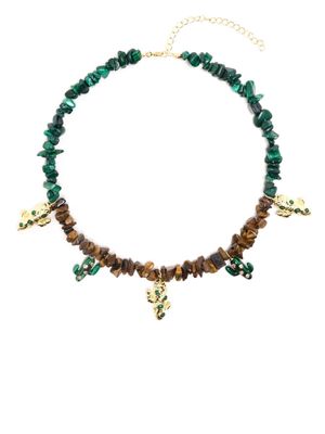 Eshvi cactus-pendant malachite necklace - Brown