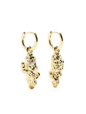 Eshvi crystal-cactus hoop earrings - Gold