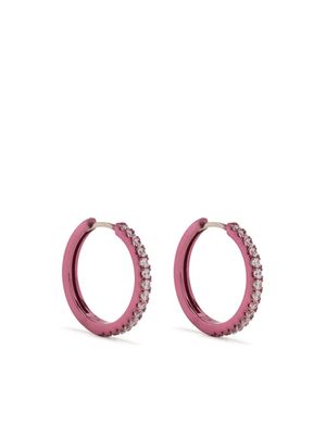 Eshvi crystal-embellished clicker hoops - Pink
