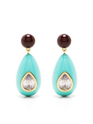 Eshvi crystal enamel drop earrings - Blue