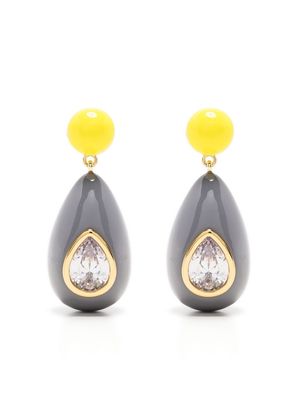 Eshvi crystal enamel drop earrings - Grey