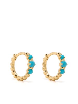 Eshvi gold-plated turquoise huggie hoop earrings - Blue