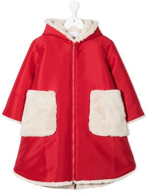 Eshvi Kids contrast-panel hooded raincoat - Red