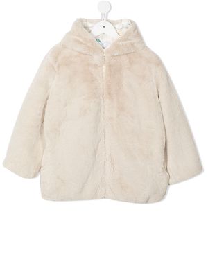 Eshvi Kids faux-fur hooded coat - White