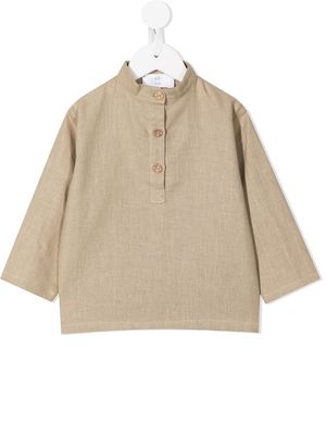 Eshvi Kids half-button linen shirt - Brown