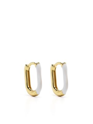 Eshvi mini two-tone hoop earrings - White