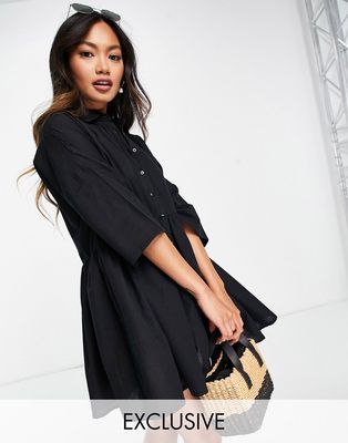 Esmee Exclusive oversized shirt mini summer dress in black
