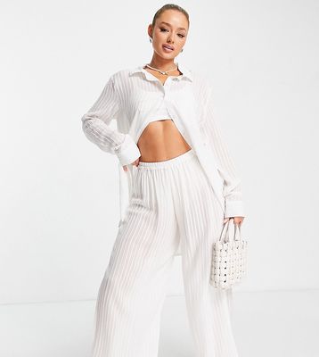 Esmee Exclusive sheer striped beach pants in white
