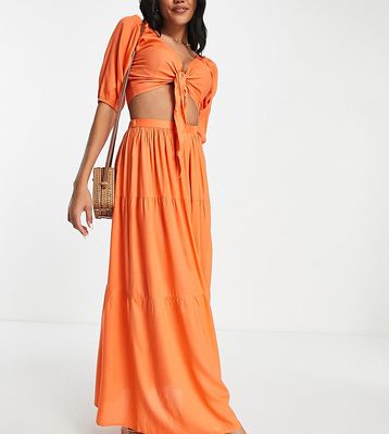 Esmee Exclusive tiered maxi skirt in orange - part of a set