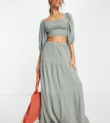 Esmee Exclusive tired prairie maxi beach skirt in aloe - part of a set-Green