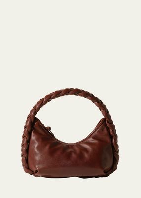 Espiga Shiny Braided Leather Top-Handle Bag