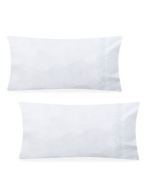 Essential Embroidered Pillowcases 2-Piece Set - Aqua - Aqua