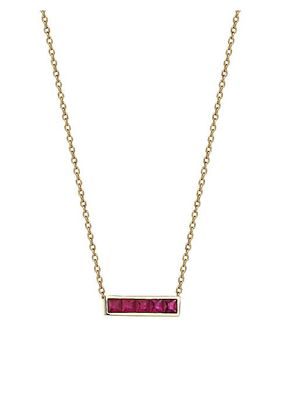Essentials 14K Yellow Gold & 0.59 TCW Ruby Princess Bar Necklace