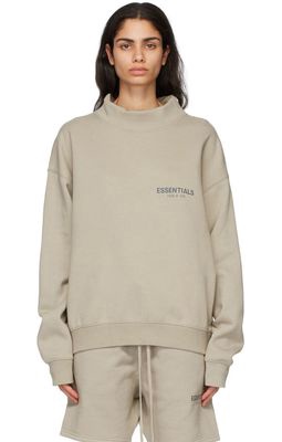 Essentials Khaki Mock Neck Pullover Sweatshirt