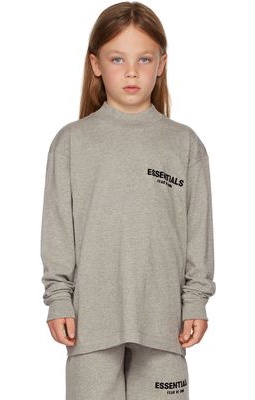 Essentials Kids Gray Logo Long Sleeve T-Shirt