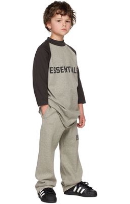 Essentials Kids Grey Three-Quarter Sleeve Baseball T-Shirt