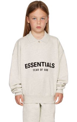 Essentials Kids Off-White Logo Long Sleeve Polo