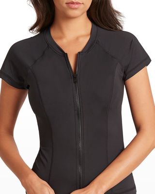 Essentials Short-Sleeve Full-Zip Multifit Rash Vest