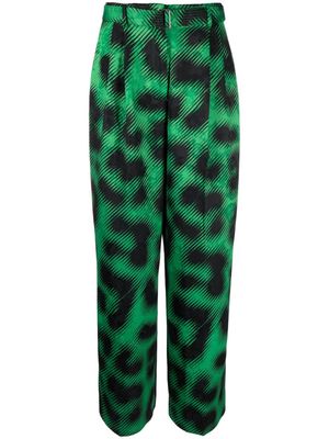 Essentiel Antwerp belted jacquard leopard-print trousers - Green