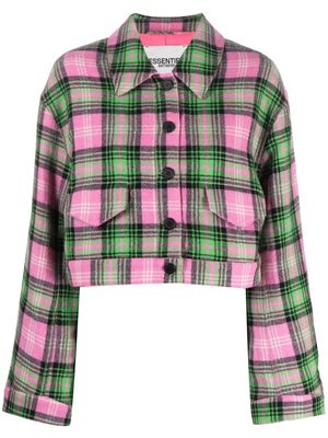 Essentiel Antwerp check-pattern wool cropped jacket - Pink