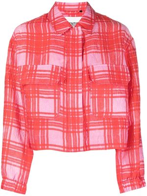 Essentiel Antwerp Dubious check-print cropped jacket - Red
