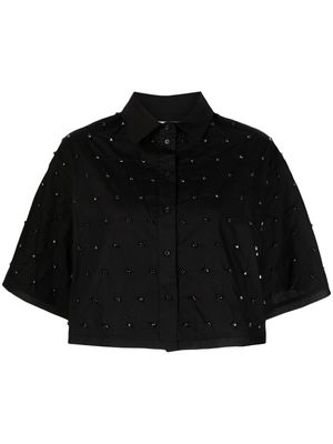 Essentiel Antwerp East rhinestone-embellished cropped shirt - Black