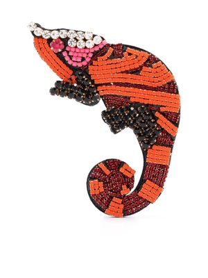 Essentiel Antwerp Emeleon rhinestone-embellished brooch - Orange