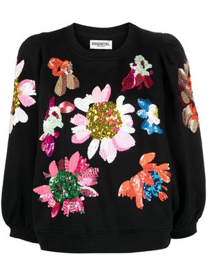 Essentiel Antwerp Enna sequin-embellished organic cotton sweatshirt - Black