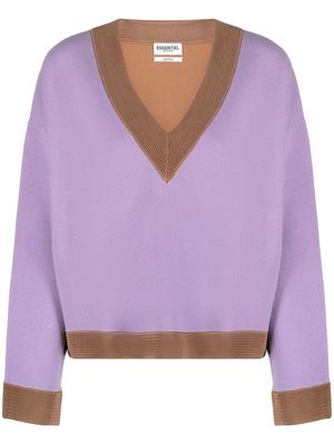 Essentiel Antwerp Everyday colour-block V-neck jumper - Purple
