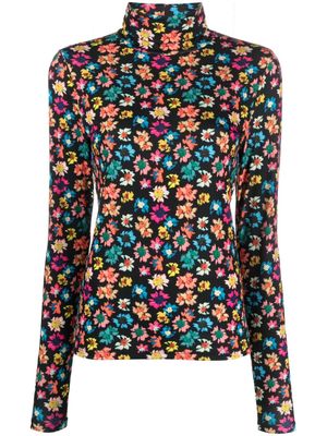 Essentiel Antwerp floral-print roll-neck sweatshirt - Black
