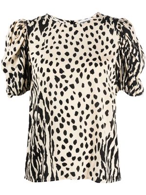 Essentiel Antwerp leopard-print short-sleeve blouse - Neutrals