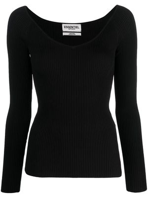 Essentiel Antwerp long-sleeve ribbed-knit top - Black