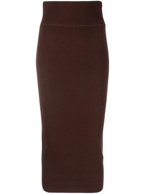 Essentiel Antwerp ribbed-knit midi skirt - Brown